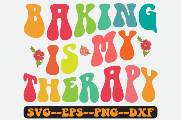 Baking is My Therapy Quote Retro Svg